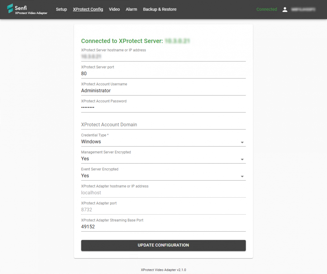 V2/Integrate/XProtect Video - Senfi Docs